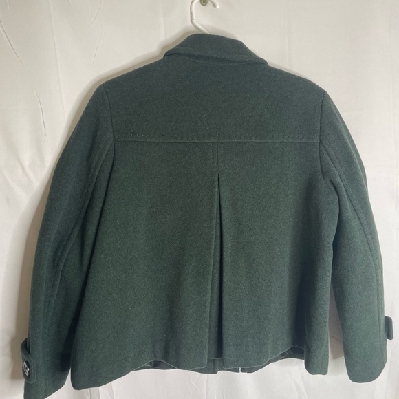 Lands End Womens Size 12 Petite Wool Nylon Recycled Cashmere Pea Coat Green B - Picture 8 of 8
